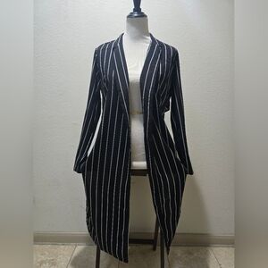 Fashion Nova Black and White Striped Blazer